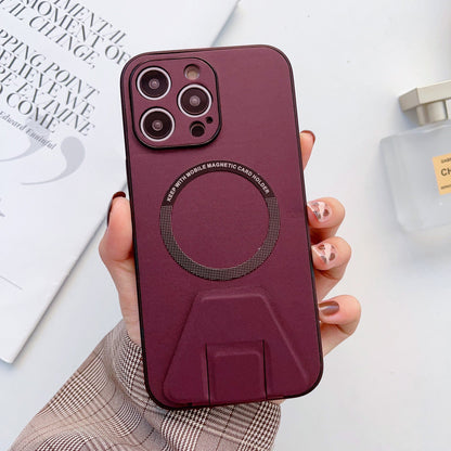 iPhone 12 Pro Max Magsafe Wireless Charging Mobile Phone Leather Case Buckle Ring Stand Back Cover