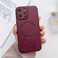 iPhone 13 Pro Magsafe Wireless Charging Mobile Phone Leather Case Buckle Ring Stand Back Cover
