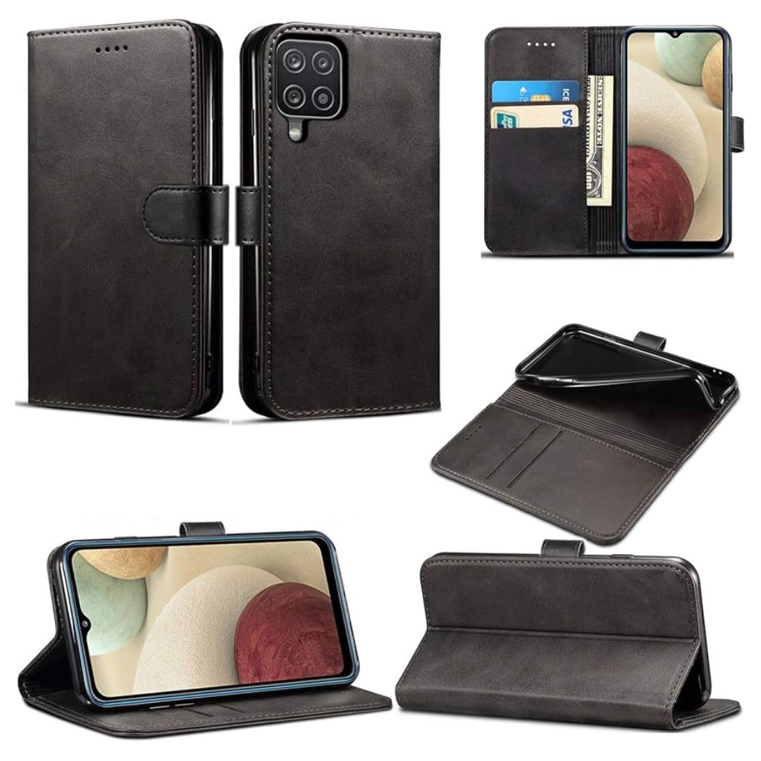 Samsung A12 Leather Pouch Case Premium Leather texture full cover