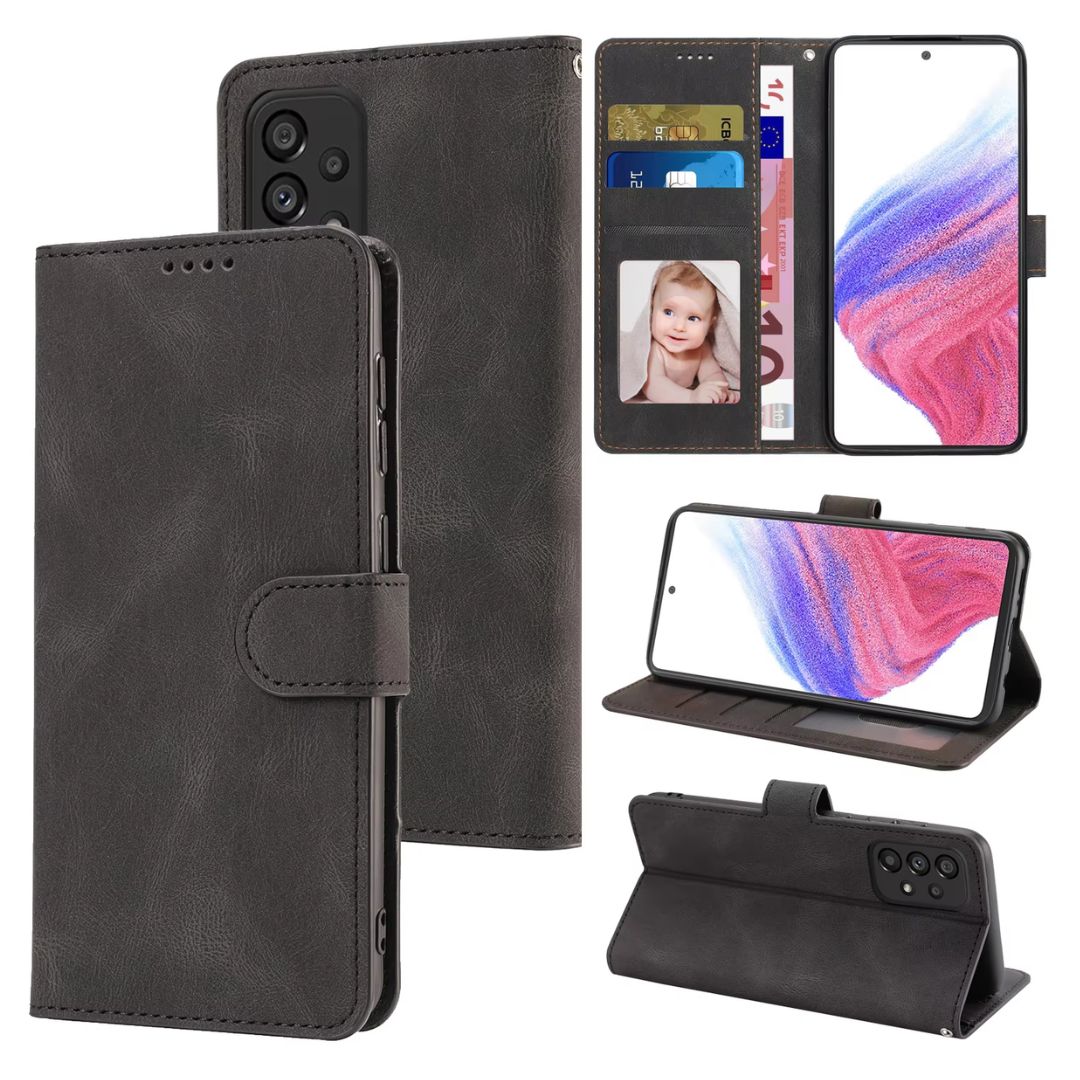 Samsung A73 Leather Pouch Case Premium Leather texture full cover