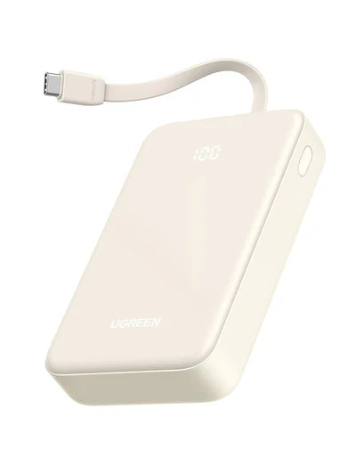 UGREEN 20000mAh 20W Fast Charging Power Bank with Built-In USB-C Cable – High-Capacity Portable Battery Charger for Smartphones, Tablets and USB-C Devices