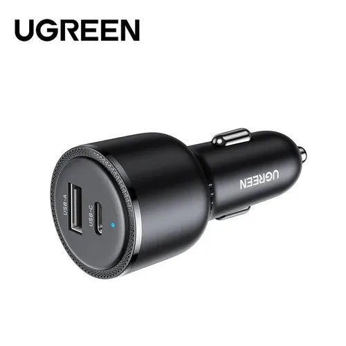 UGREEN 63W USB-C + USb Fast Car Charger - Black – Model EC701 – Compact In-Car Fast Charging Power Adapter for Smartphones, Tablets and USB Devices