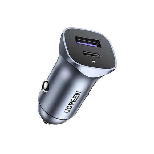 UGREEN 30W USB-C + USB Dual Port Car Charger – Model EC305 – Compact In-Car Fast Charging Power Adapter for Smartphones, Tablets and USB Devices