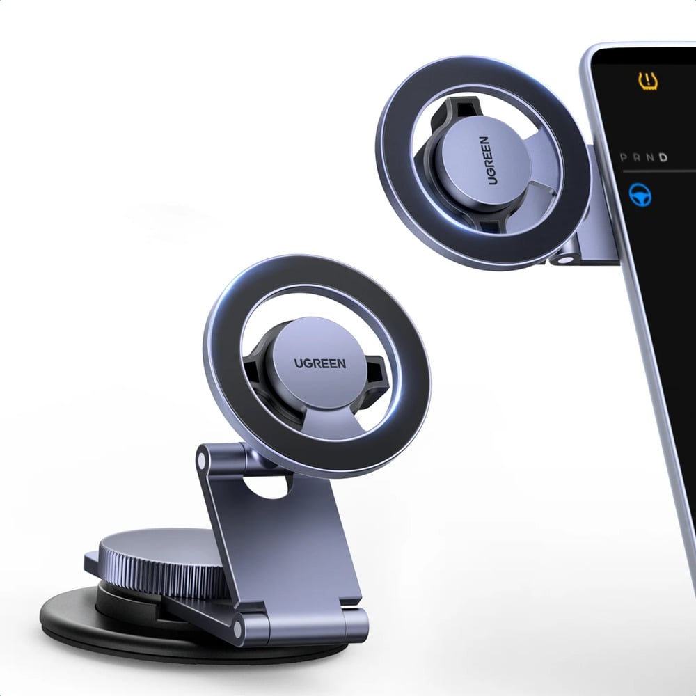 UGREEN Magnetic 360 Rotatable + Retractable Car Phone Holder Metal – Model LP865 – Adjustable Hands-Free Stand or Mount for Phone, Tablet, Laptop, Desk, Car, Home and Office Use