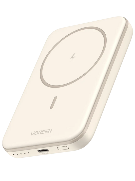 UGREEN 20W 5000mAh Magnetic Wireless Power Bank Beige – Model PB560 – Portable Fast Charging Battery Pack for Smartphones, Tablets, Laptops and USB-Powered Devices
