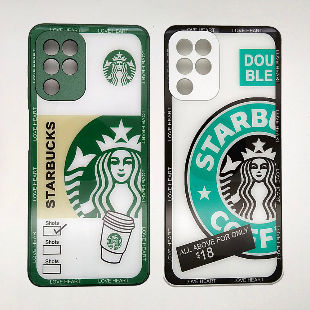 A22 4G Starbucks Series High Quality Perfect Cover Full Lens Protective Transparent TPU Case For Samsung A22 4G