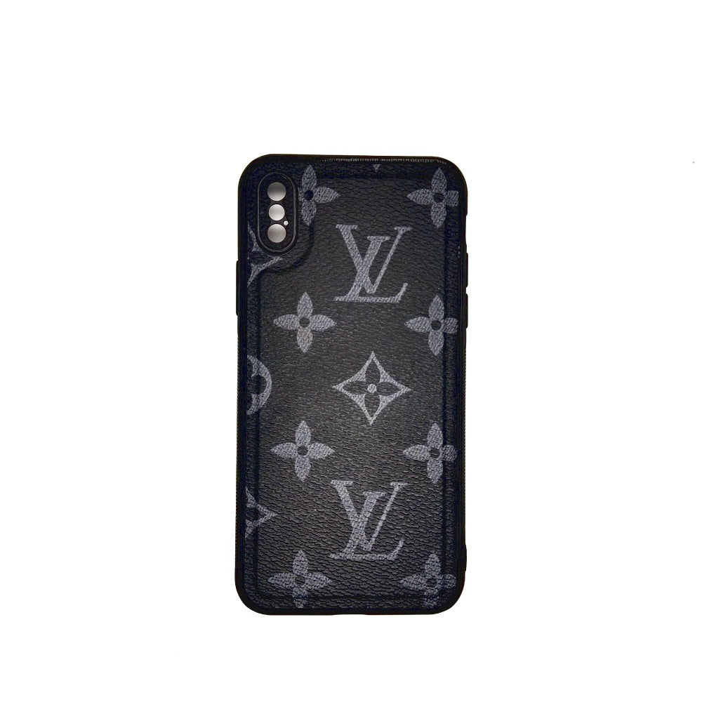 LV Case High Quality Perfect Cover Full Lens Protective Rubber TPU Case For apple iPhone X Black