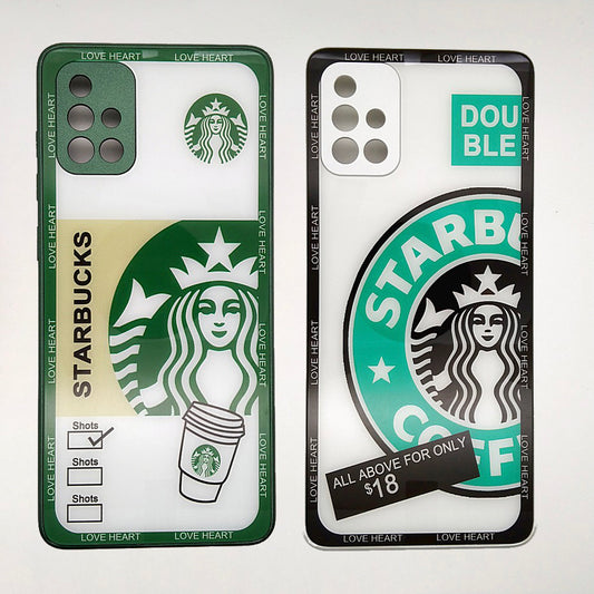 A71 Starbucks Series High Quality Perfect Cover Full Lens Protective Transparent TPU Case For Samsung A71