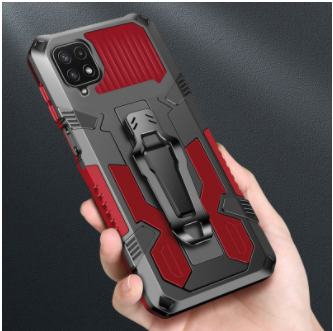 iCrystal Hybrid Anti Shock Case with Holder and Stand for Samsung A22 4G