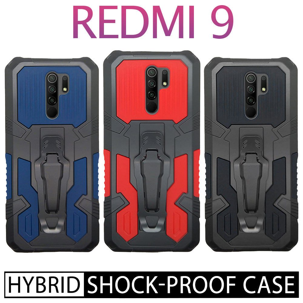 iCrystal Hybrid Anti Shock Case with Holder and Stand for Redmi 9