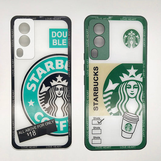 V21E Starbucks Series High Quality Perfect Cover Full Lens Protective Transparent TPU Case For Vivo V21E 5G